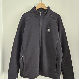 Spyder Core Sweater Jacket Mens XL Full Zip Fleece Lined Knit Black